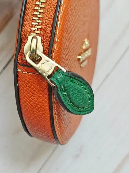 Coach Orange Coin Purse Zip Pouch - Picture 4 of 9